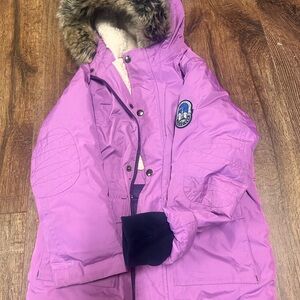 Lands' End Magenta Parka with Fur Hood